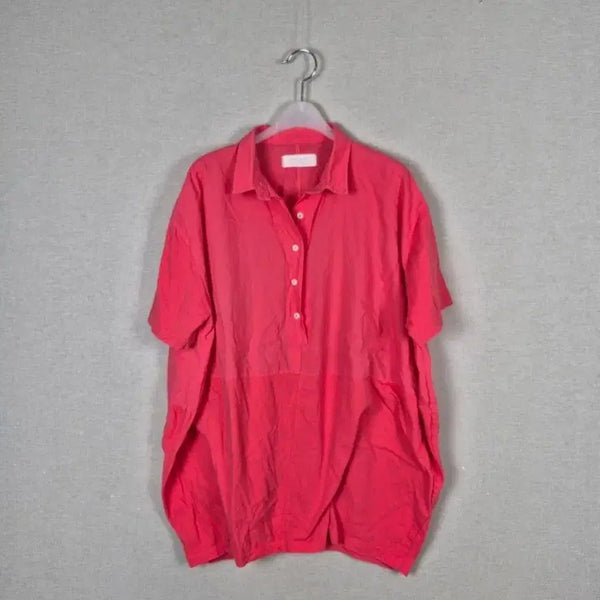[BUNJANG] Plus Size 100% Cotton Pink Collar Blouse / (#88,99추천)빅사이즈 면100% 핑크카라 블라우스