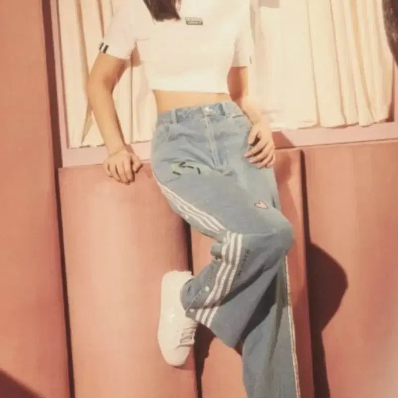 [BUNJANG] Adidas x Jennie Wide Denim Pants (XS) / 아디다스 x 제니 와이드 데님 팬츠 (XS)