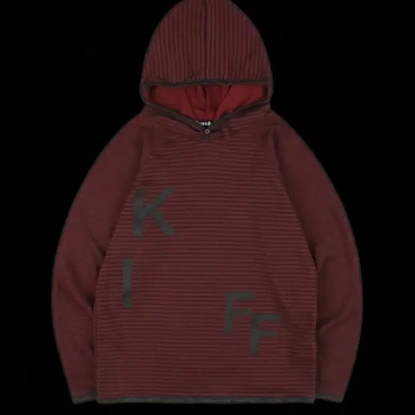 [BUNJANG] Kafai Stripe Hood Long Sleeve Red / 카이파이 키프 스트라이프 후드 롱슬리브 레드