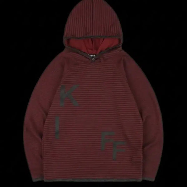 [BUNJANG] Kafai Stripe Hood Long Sleeve Red / 카이파이 키프 스트라이프 후드 롱슬리브 레드