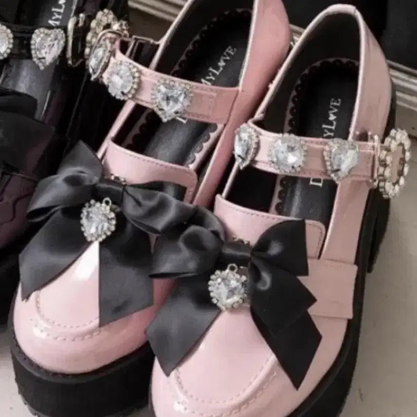 [BUNJANG] DearMyLove Pink Jewel Platform Shoes / 디어마이러브 디마럽 핑크 비쥬 통굽(리즈리사 마즈 시허니 서브컬쳐 섭컬 로리타 히메 오네 갸루 지뢰계 양산형)