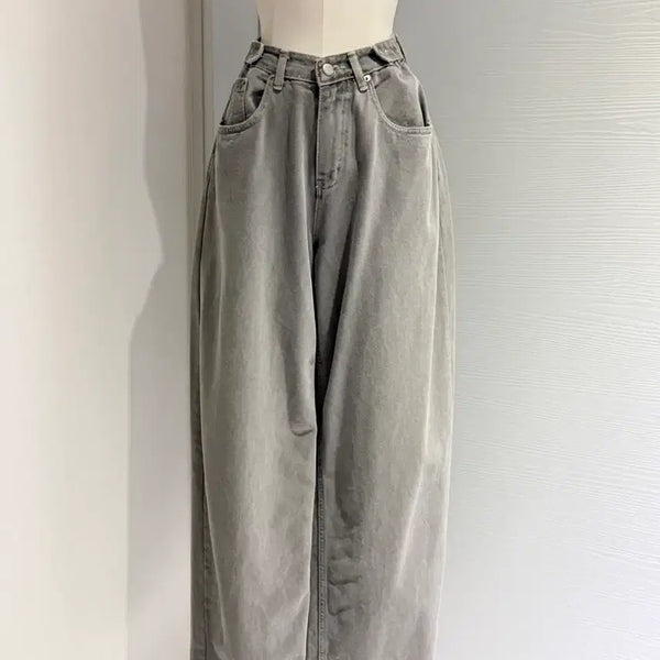 [BUNJANG] Grey Wide Denim Pants / 그레이 와이드 데님 팬츠