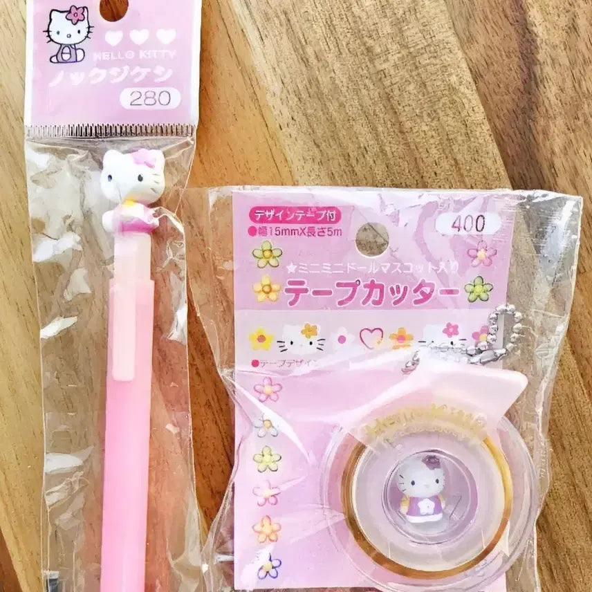 [BUNJANG] Sanrio Hello Kitty 2-Type Set Tape Cutter & Eraser / 카오하나키티2종세트,키티 테이프 커터, 키티 지우개 테이프커터