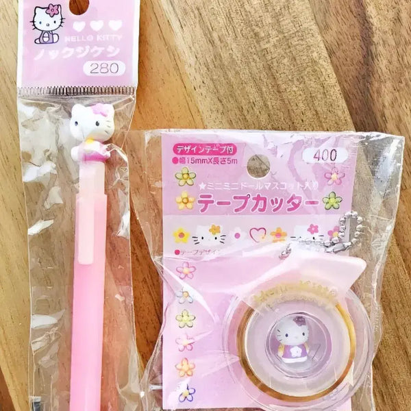 [BUNJANG] Sanrio Hello Kitty 2-Type Set Tape Cutter & Eraser / 카오하나키티2종세트,키티 테이프 커터, 키티 지우개 테이프커터