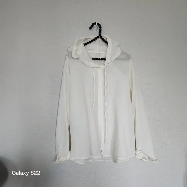 [BUNJANG] Sheer Hoodie Shirt White / 시스루후드 셔츠 화이트