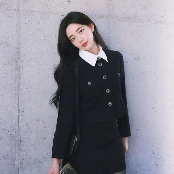 [BUNJANG] MilkCocoa Tweed Jacket Black Collar / 밀크코코아 트위드 자켓 블랙 카라