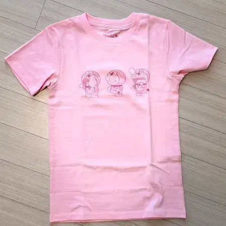 [BUNJANG] Doraemon Pink Short Sleeve T-Shirt / 도라에몽 핑크 반팔티