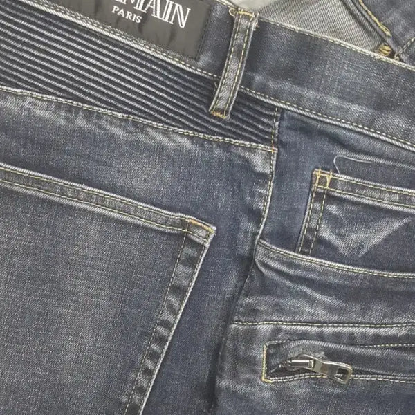 [BUNJANG] Balmain Biker Jeans (Stretch) Size 36 / BALMAIN 발망(사방스판) 바이커진 36인치(No.402)S급!