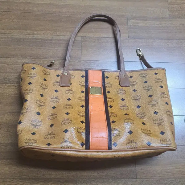 [BUNJANG] MCM Orange Accent Tote Bag / MCM 토트백 오렌지 배색 토트백