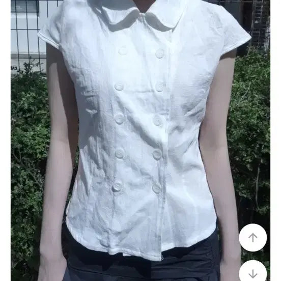 [BUNJANG] Jellena Double Button Shirt White / 젤레나 더블버튼셔트 화이트