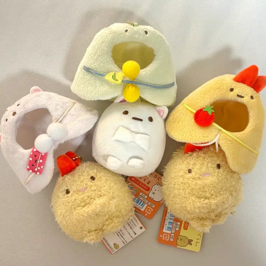 [BUNJANG] San-X Sumikko Gurashi Shirokuma & EbiFry Plush Keychain Bundle Set / 일괄 할인) 스밋코구라시 시로쿠마, 에비후라이 인형 키링 (새상품)