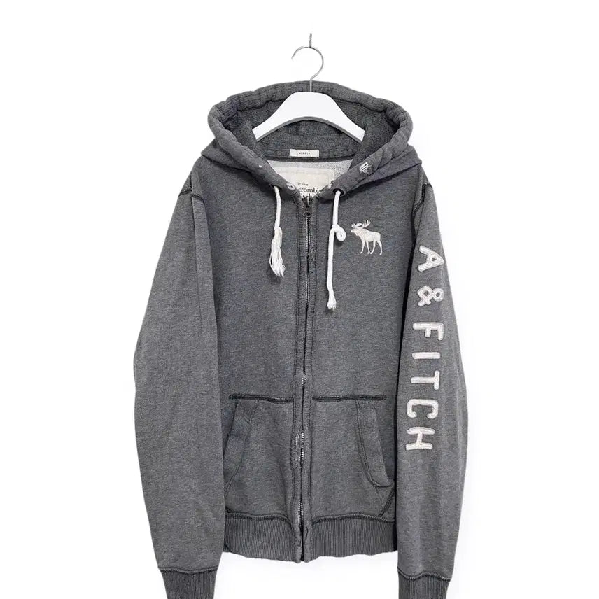 [BUNJANG] Abercrombie & Fitch Y2K Grey Zip-Up Hoodie / 아베크롬비 y2k 후드집업 그레이