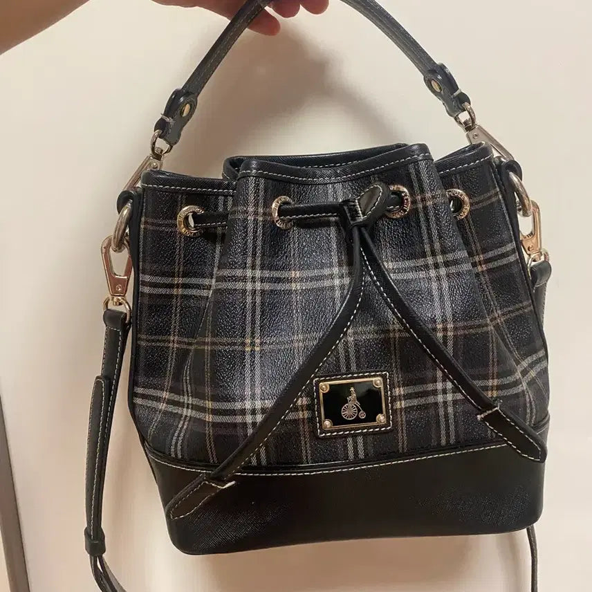 [BUNJANG] Beanpole Tote Bag Black Checkered / 빈폴 가방 28*20
