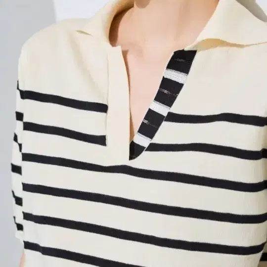 [BUNJANG] Time Open Collar Knit Top / 24타임 오픈 칼라 니트 탑 90