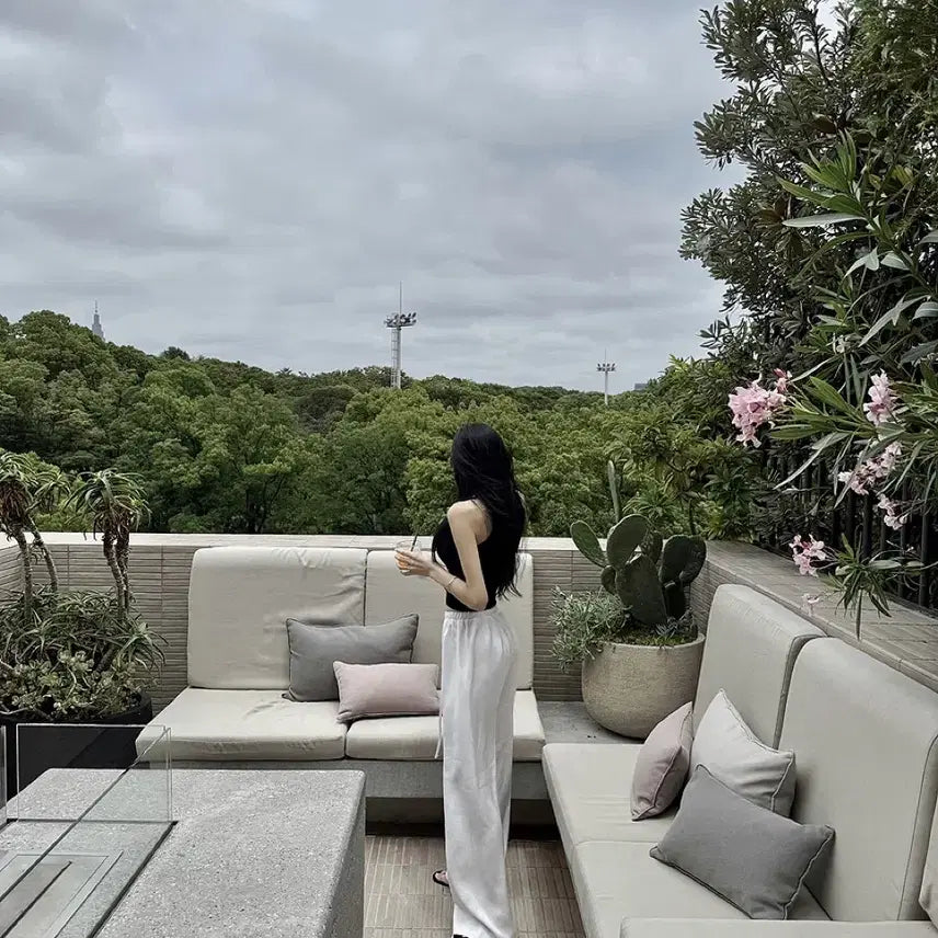 [BUNJANG] Gooze Wrinkle Glossy Pants White / 구즈 링클 글로시 팬츠 화이트