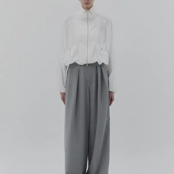 [BUNJANG] Triming Bird Oblique Fly Pintuck Slacks Light Blue Gray / (새상품)트리밍버드 Oblique Fly 핀턱 슬랙스,라이트블루그레이