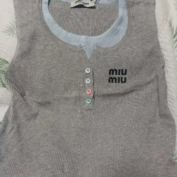 [BUNJANG] Miu Miu Sleeveless Knit Top Grey / 미우미우 민소매 니트 그레이(새상품)