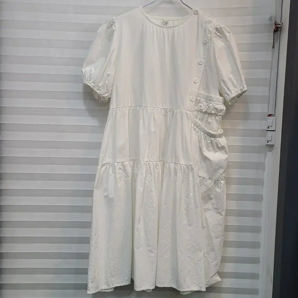 [BUNJANG] Cotton Mini Dress with Button Detail Pockets / 귀요미 미니원피스