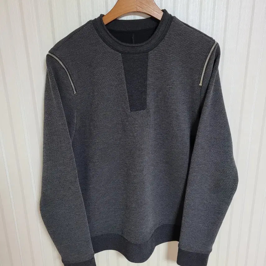 [BUNJANG] System Homme Charcoal Side Zip Sweatshirt / [95] 시스템옴므 차콜 사이드지퍼 맨투맨