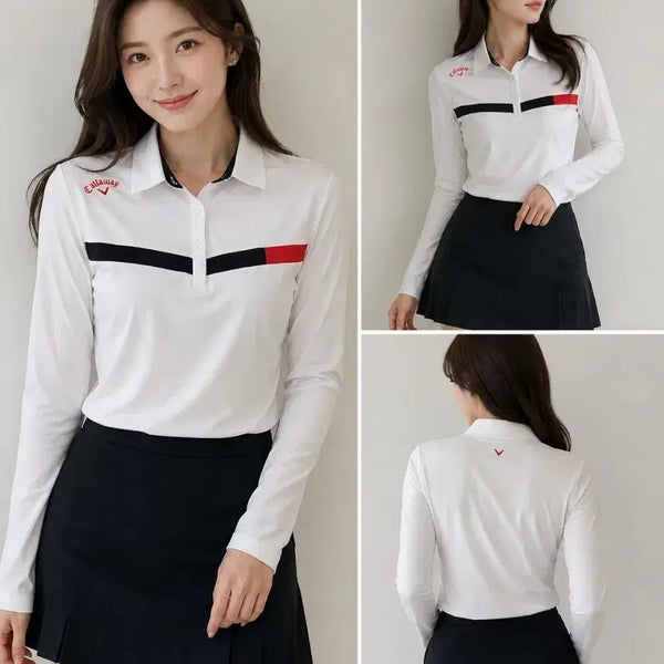 [BUNJANG] Callaway Women's Long Sleeve Golf T-Shirt White Size 55-66 (Minor Stain) / 캘러웨이 여성 긴팔 골프 티셔츠 화이트55~66  아주 살짝 미세이염