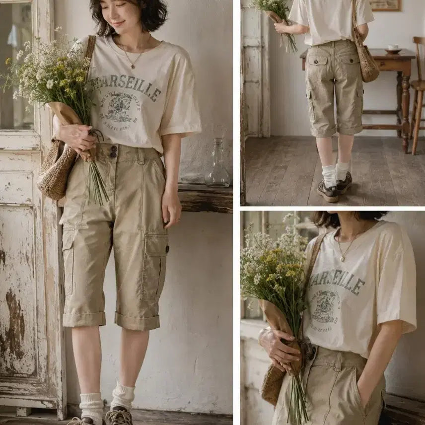 [BUNJANG] Burberry London Women's Cargo Pants Beige UK 6 / 버버리 런던 BURBERRY 여성 카고팬츠 7부 베이지 UK6