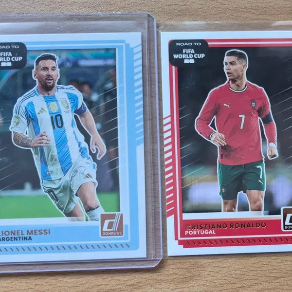 [BUNJANG] Panini Donruss FIFA World Cup Cards Lionel Messi & Cristiano Ronaldo - 2 Card Lot / 2025-26 파니니 돈러스 FIFA 월드컵 카드 메시, 호날두 2장랏