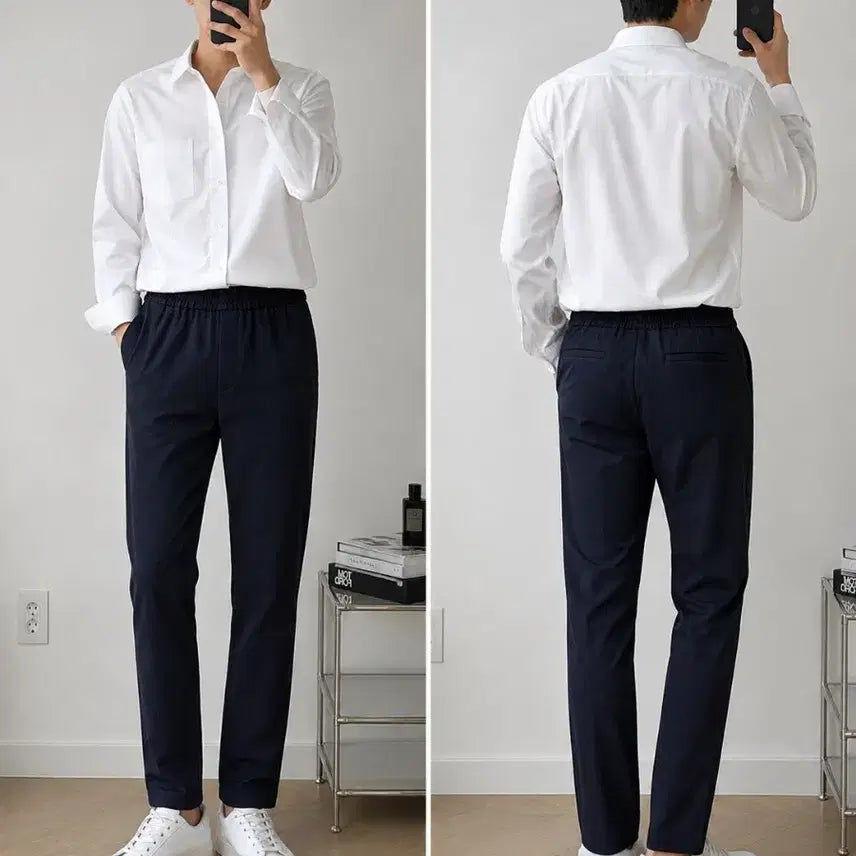 [BUNJANG] J.LINDEBERG Navy Banding Slacks (32-33) / J.LINDEBERG 네이비 밴딩 바지 32-33