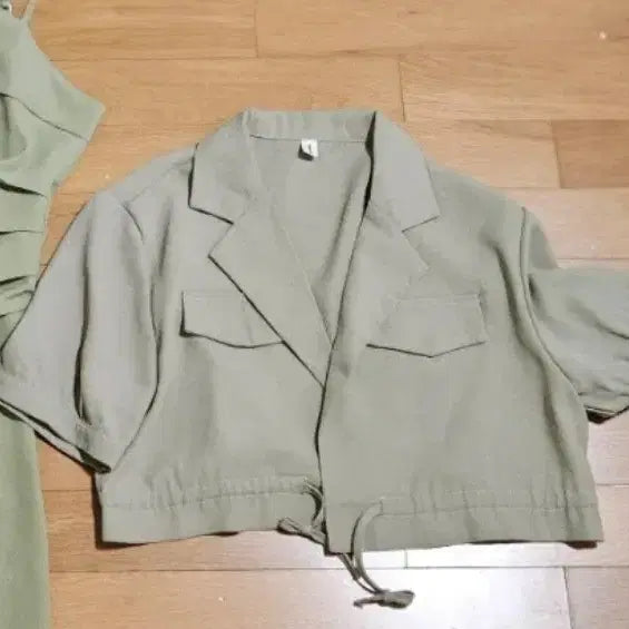 [BUNJANG] Mint Wrap Dress & Crop Jacket Set / 민트색 랩 원피스 & 크롭 자켓 세트