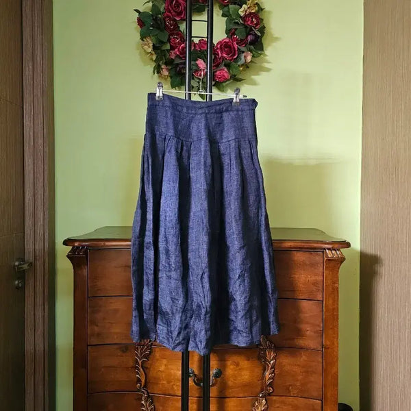[BUNJANG] Premium Ramie A-Line Skirt Navy Size 55 / 최고급 모시 스커트