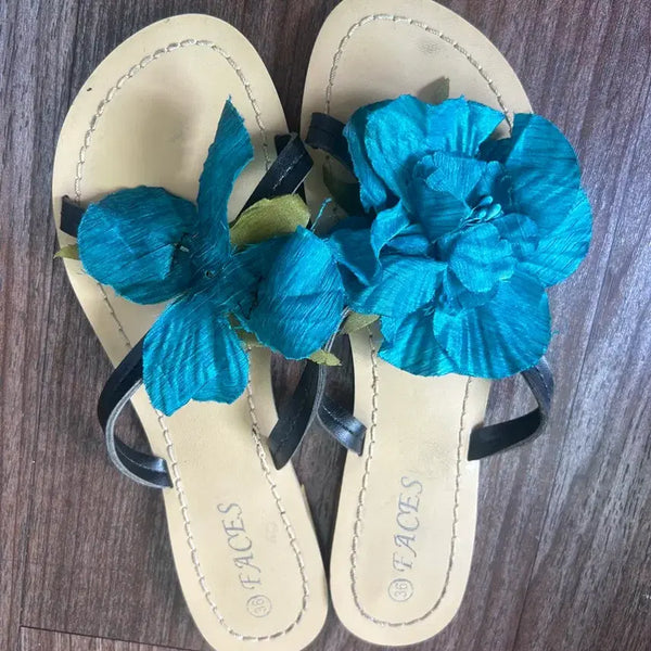 [BUNJANG] Floral Flip-Flop Sandals (225) / 꽃 쪼리샌들 225