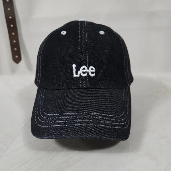 [BUNJANG] Lee Denim Ball Cap Black Embroidered Logo Hat / Lee 데님 볼캡 블랙 자수 로고 모자