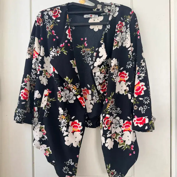 [BUNJANG] Flower Pattern Open Cardigan / 플라워 패턴 오픈 가디건