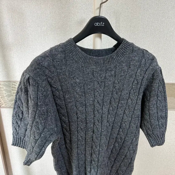 [BUNJANG] Grey Short-Sleeve Knit Top / 반팔니트 (회색 )