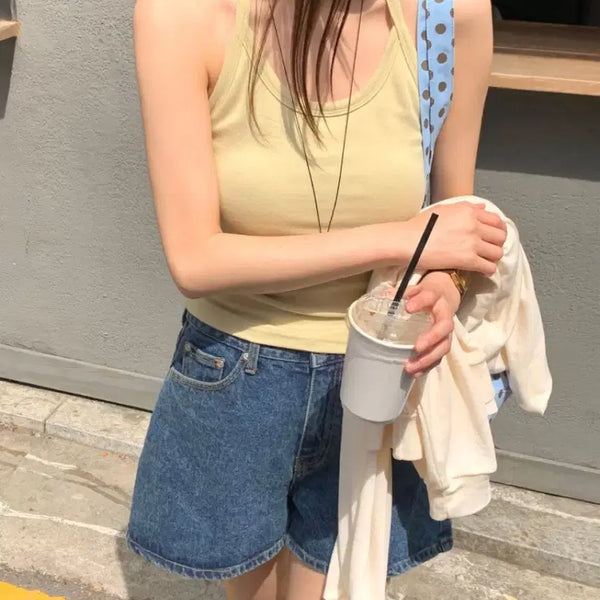 [BUNJANG] Areing Mango Halter Top with Built-in Bra - Pastel Green / 아잉 areing 망고 홀터 캡내장 나시