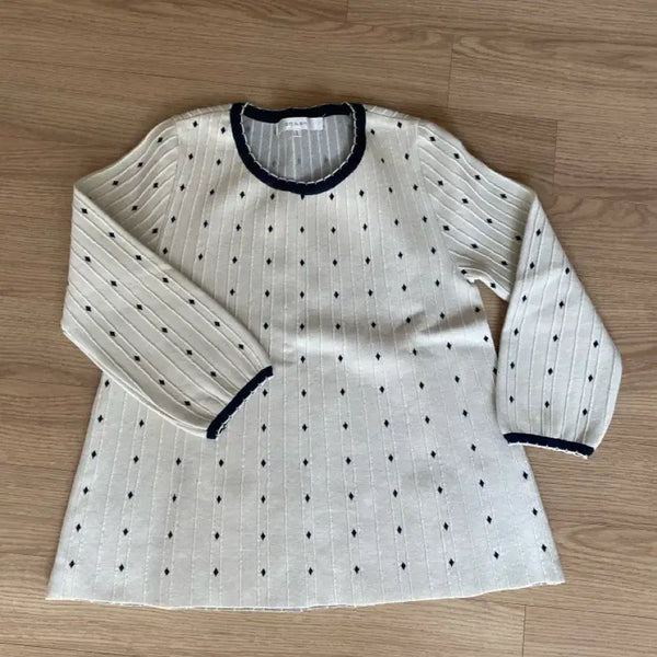 [BUNJANG] On & On Frill Knit Dot Pattern Long Sleeve Sweater / 온앤온 프릴 니트 도트 패턴 긴팔 니트