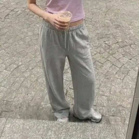 [BUNJANG] Self-Produced Cut-out Sweat Wide Pants / [국내자체제작] 절개스웻 와이드팬츠