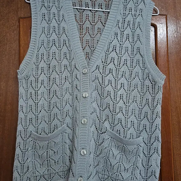 [BUNJANG] Vintage Mint Crochet Vest / 빈티지 민트 크로쉐 조끼