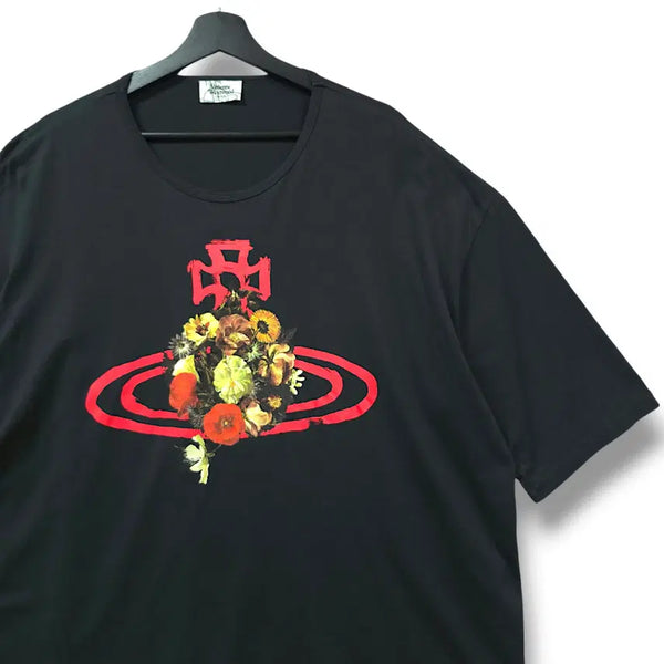 [BUNJANG] Vivienne Westwood Men Black Flower Pattern Orb T-Shirt / [F/2XL] 비비안웨스트우드 맨 블랙 플라워 패턴 오브 반팔티셔츠