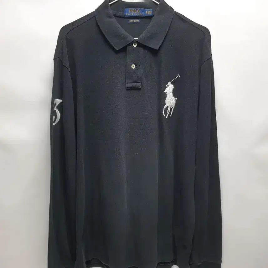[BUNJANG] Polo Ralph Lauren Big Pony Long Sleeve Polo Shirt Black XL / 폴로 랄프로렌 빅포니 긴팔 카라티 블랙 xl