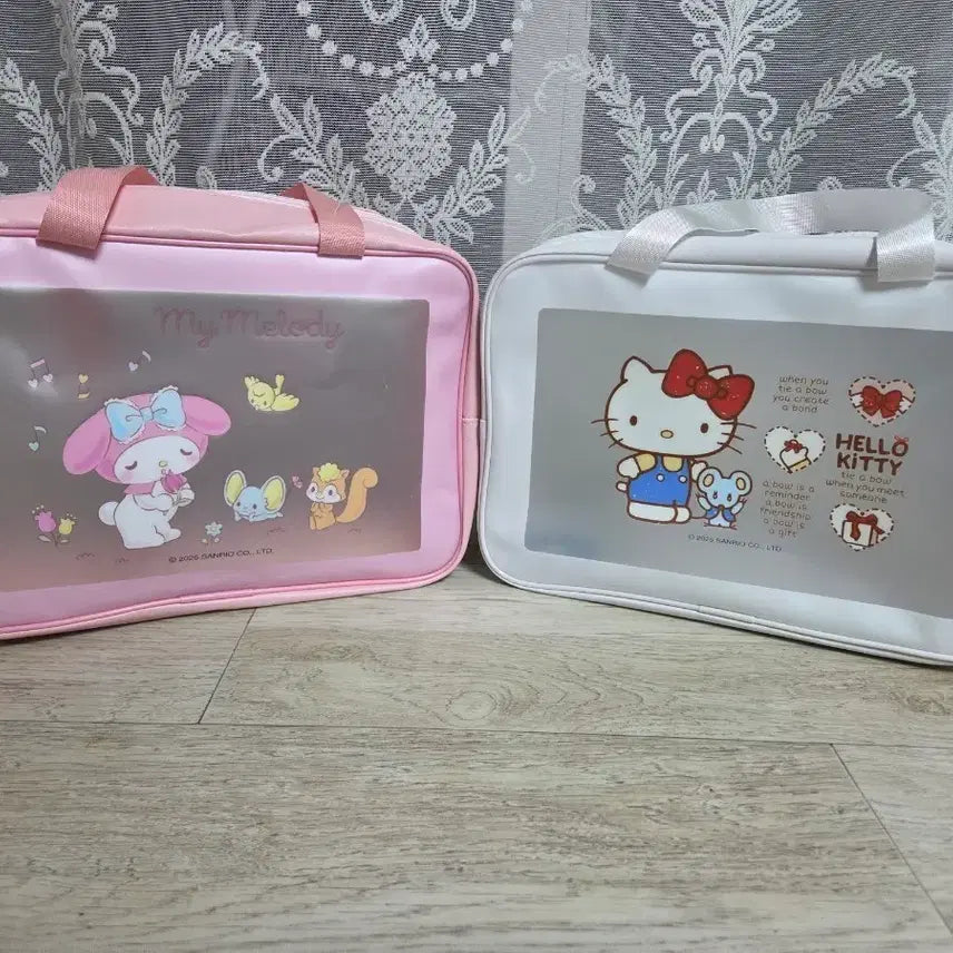 [BUNJANG] Sanrio My Melody & Hello Kitty Transparent Pouch Bag / 산리오 마이멜로디, 키티 투명 가방 파우치