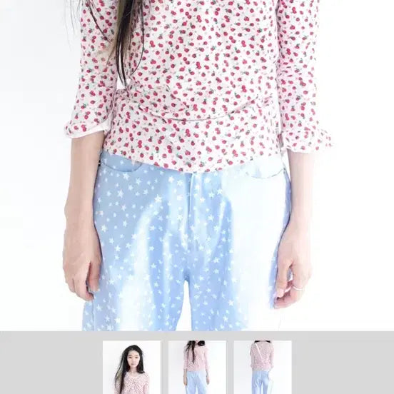 [BUNJANG] F.E.E.S Little Strawberry Lace Top - Ivory / 샵페어리 [F.E.E.S] 리틀 스트로베리 레이스 탑