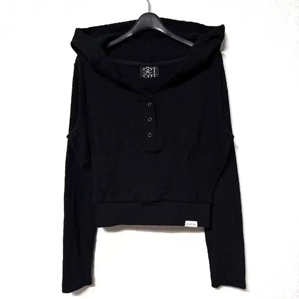 [BUNJANG] Sse Sse Sse Women's Cropped Hoodie Black / [Free]setsetset 쎄쎄쎄 여성 크롭 후드티 블랙
