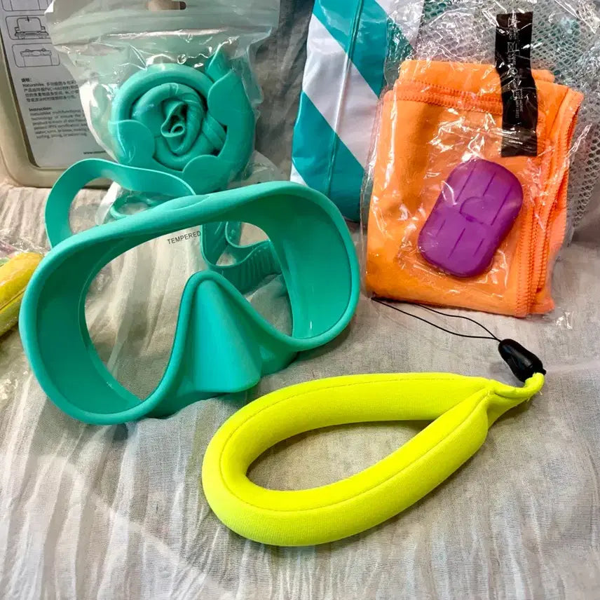 [BUNJANG] Aqua Green Goggles + Snorkel + Hammock + Waterproof Pouch Set / 아쿠아그린 물안경+스노클+해먹+방수팩 set
