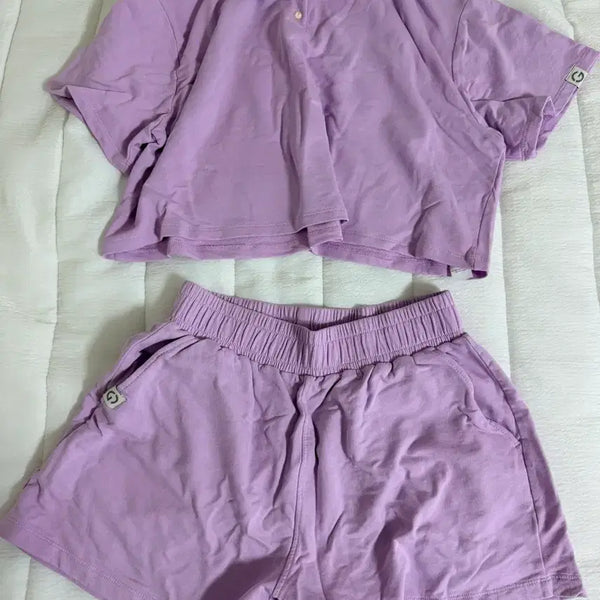 [BUNJANG] GRANDE LINE Lavender Short Sleeve & Shorts Set M / GRANDE LINE 그란데라인 라벤더 반팔 + 반바지 세트 M
