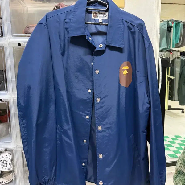[BUNJANG] BAPE Navy Coach Jacket / [L] 베이프 코치 자켓 네이비 정품