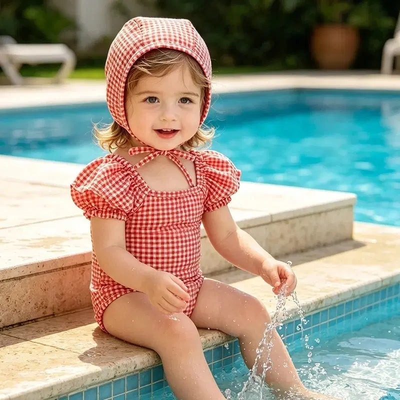 [BUNJANG] Baby Swimsuit Set with Hat (New) / 아기수영복(새상품)사이즈6M/9M/12M/24M/3T