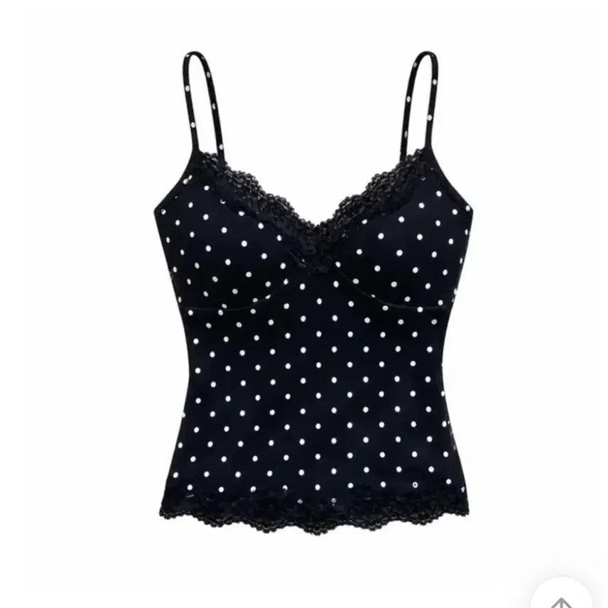 [BUNJANG] Black Polka Dot Lace Camisole with Built-in Bra / 블랙컬러 도트 레이스 캡내장 끈나시