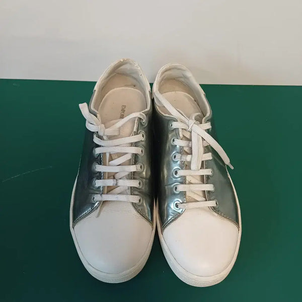 [BUNJANG] Emporio Armani Silver Metallic Low-Top Sneakers / [EUR 37 / 240] 엠포리오 아르마니 실버 메탈릭 로우탑 스니커즈