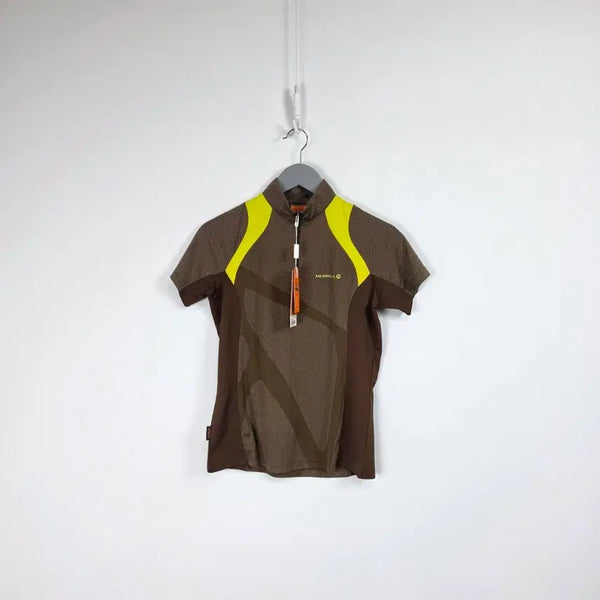 [BUNJANG] Merrell Functional Half-Zip T-Shirt Brown Women's 90 / 새상품 메렐 반팔 기능성 반집업 티셔츠 브라운 여 90, 260629