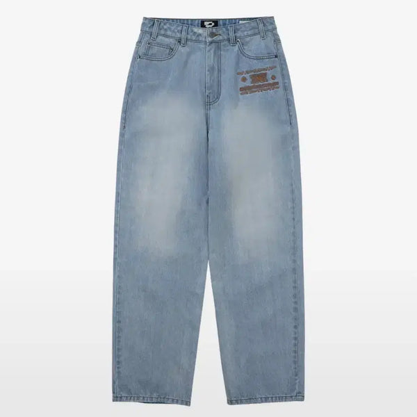 [BUNJANG] Wellbeing Express Embroidered Patch Jeans Light Blue S / 웰빙익스프레스 데님 팬츠 S